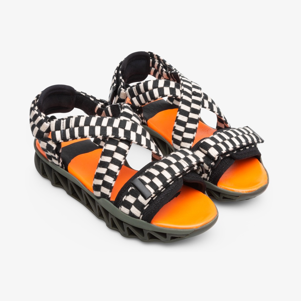 Camper Bernhard Willhelm Black/White/Orange - Camper Women's Sandals ||2658-TKNWL||